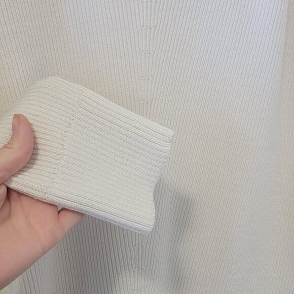 Athleta Sweater Hanover Refined V Neck Merino Wool Blend Small Bone Jumper SZ S - Picture 6 of 12